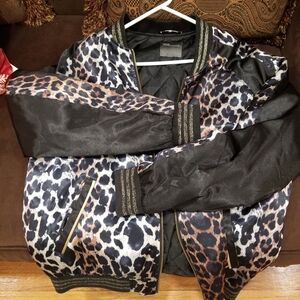 Asos Souvenir Leopard Print Toucan Bomber Jacket Size M Medium